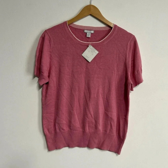 NWT Lady Hathaway Women’s XL Top Pink Short Sleeve Silk Cotton Preppy Golf - Picture 1 of 13